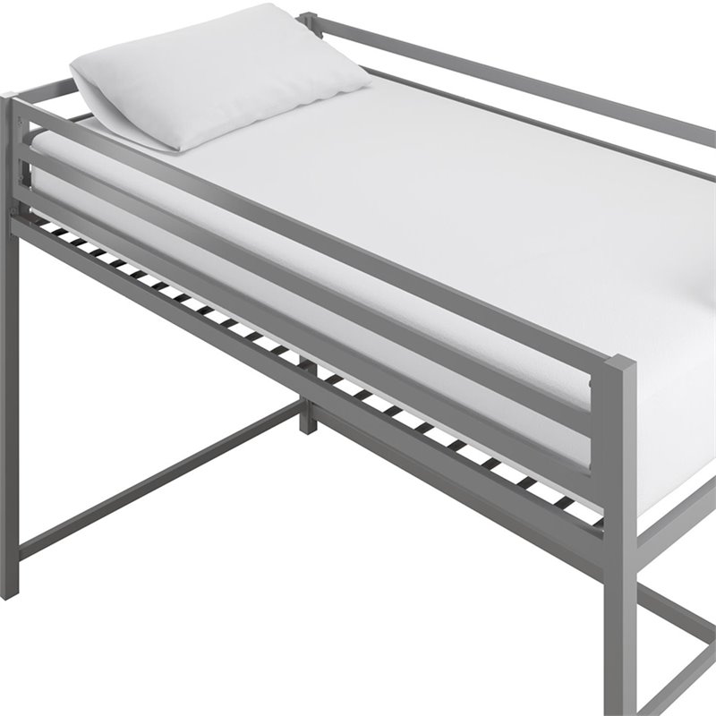 DHP Mabel Twin Metal Junior Loft Bed in Silver