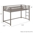 DHP Mabel Twin Metal Junior Loft Bed in Silver