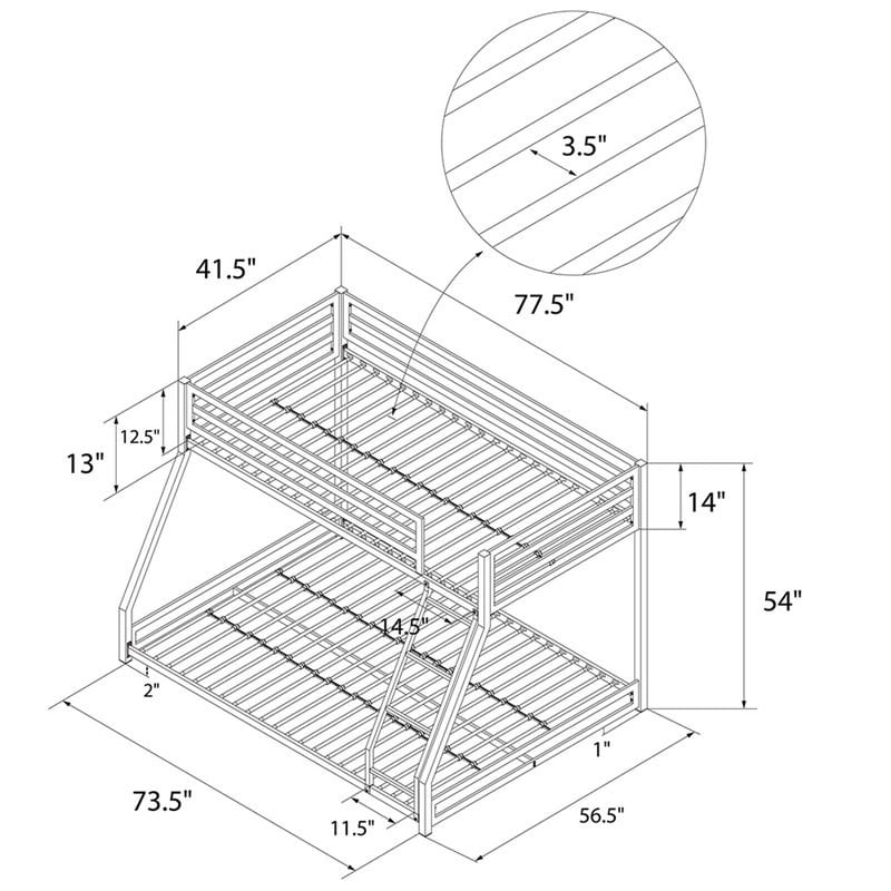 DHP Mabel Twin Over Full Metal Bunk Bed in Black