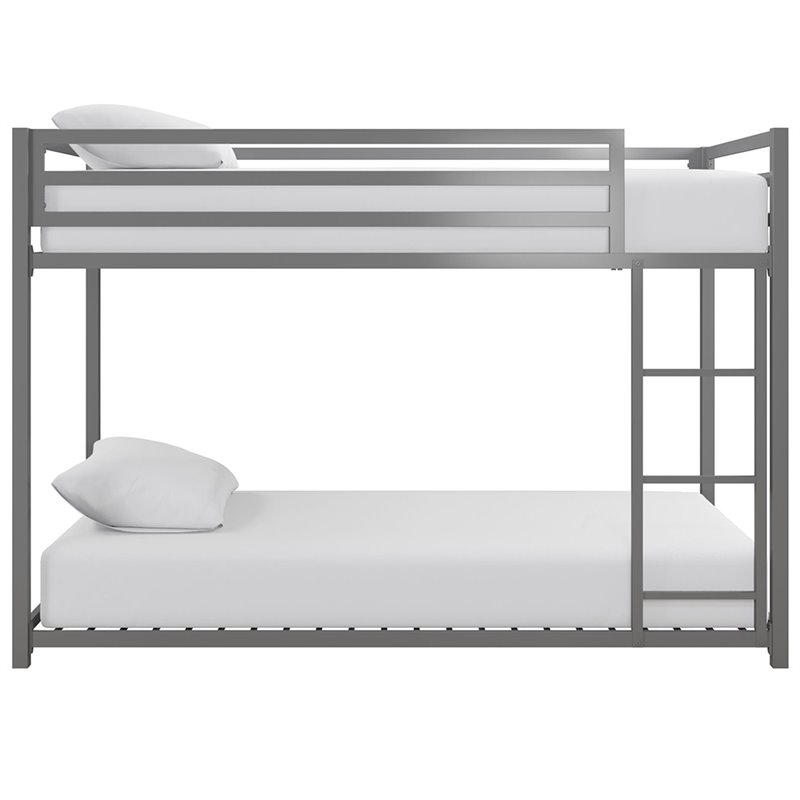 DHP Mabel Twin Over Twin Metal Bunk Bed in Silver