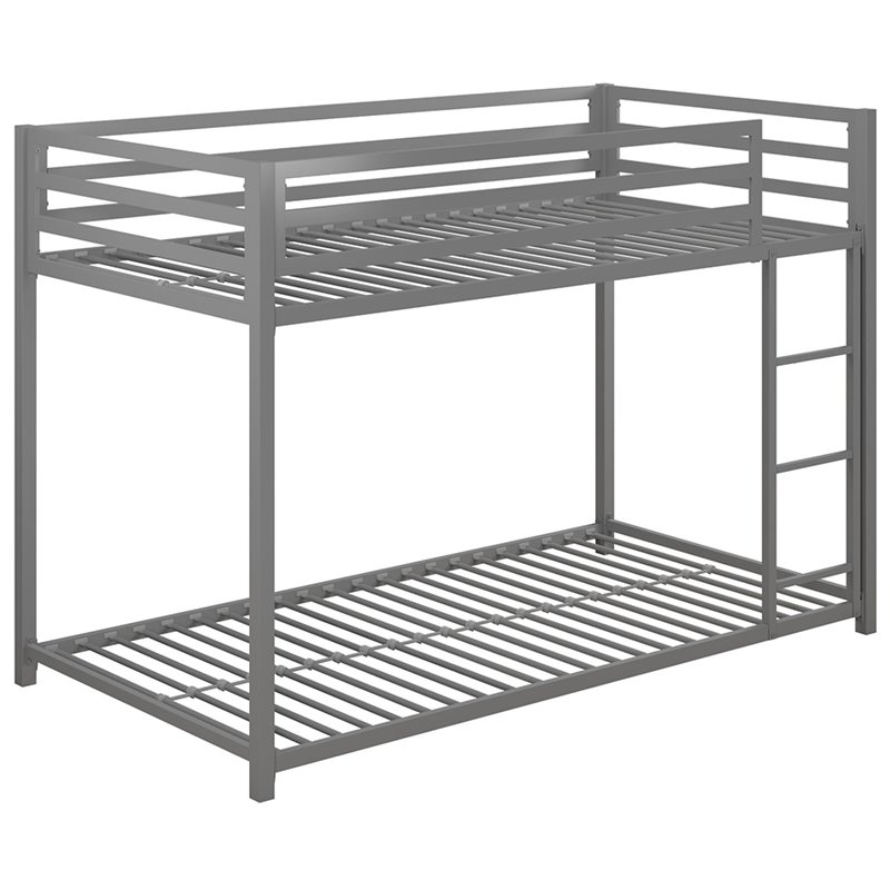 DHP Mabel Twin Over Twin Metal Bunk Bed in Silver
