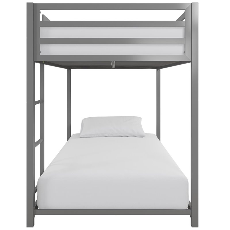 DHP Mabel Twin Over Twin Metal Bunk Bed in Silver