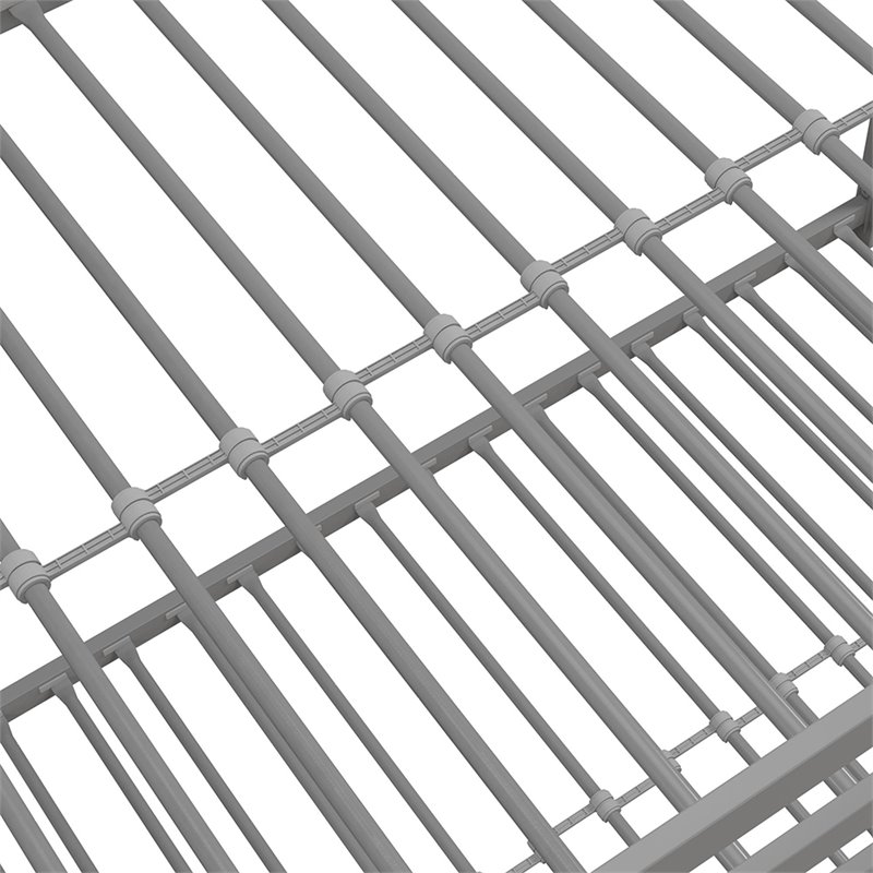 DHP Mabel Twin Over Twin Metal Bunk Bed in Silver