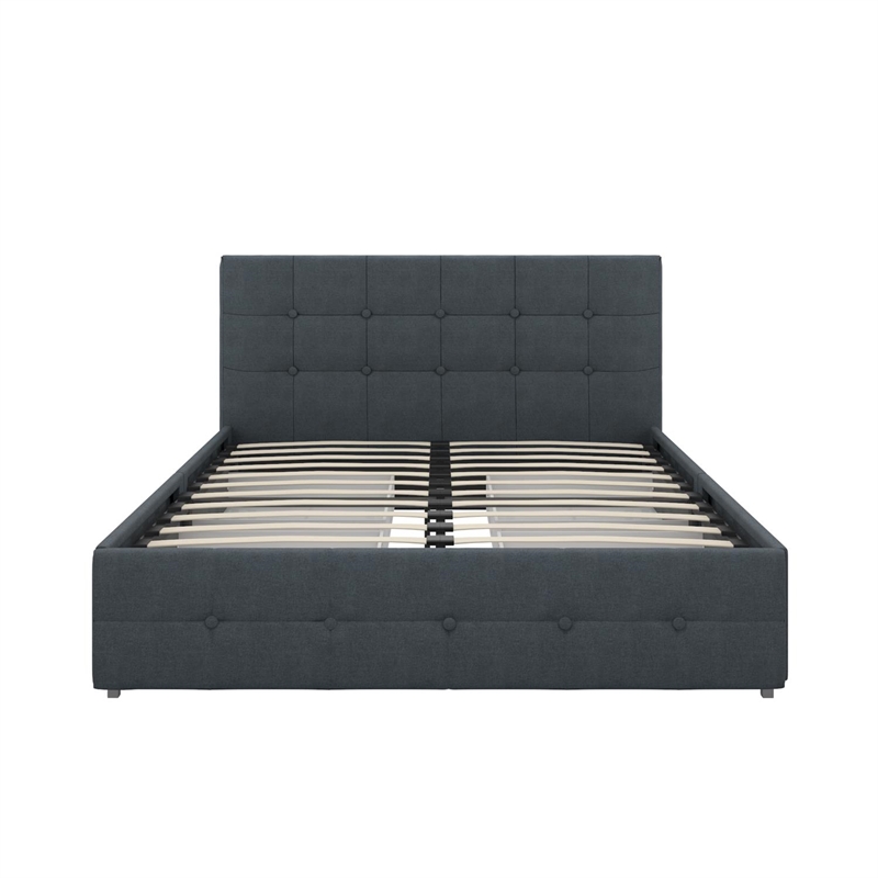 DHP Ryan Tufted Full Storage Platform Bed in Blue