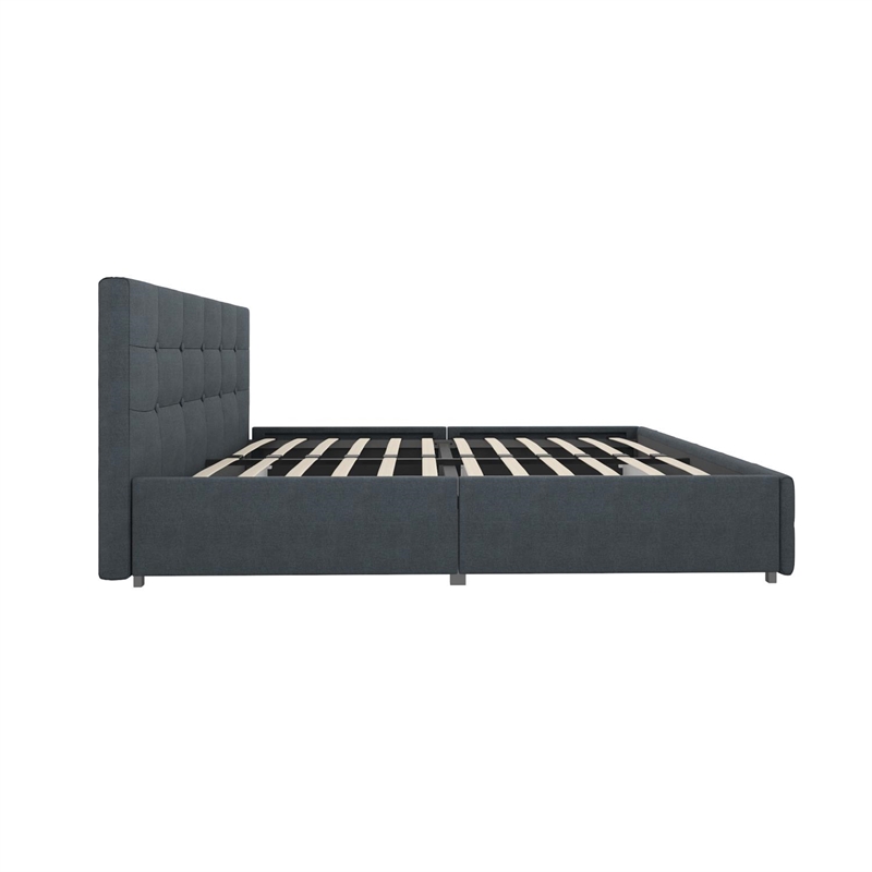 DHP Ryan Tufted Full Storage Platform Bed in Blue