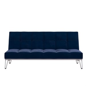 novogratz elle futon convertible sofa bed and couch in blue