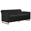Novogratz Skylar Coil Futon Modern Sofa Bed and Couch in Black Velvet