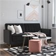 Novogratz Skylar Coil Futon Modern Sofa Bed and Couch in Black Velvet