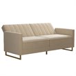 Novogratz Skylar Coil Futon Modern Sofa Bed and Couch in Ivory Velvet