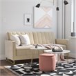 Novogratz Skylar Coil Futon Modern Sofa Bed and Couch in Ivory Velvet