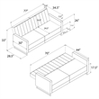 Novogratz Skylar Coil Futon Modern Sofa Bed and Couch in Ivory Velvet