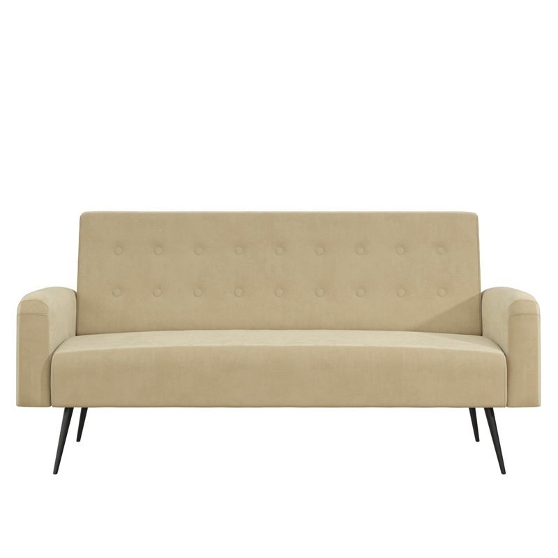Z by Novogratz Stevie Velvet Futon Convertible Sofa Bed Couch in Ivory