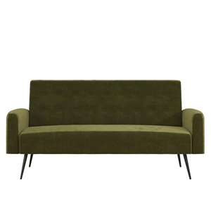 z by novogratz stevie futon convertible sofa bed couch in green velvet