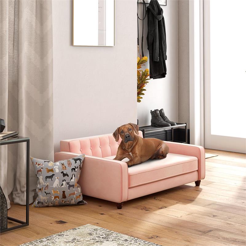 pink velvet dog bed