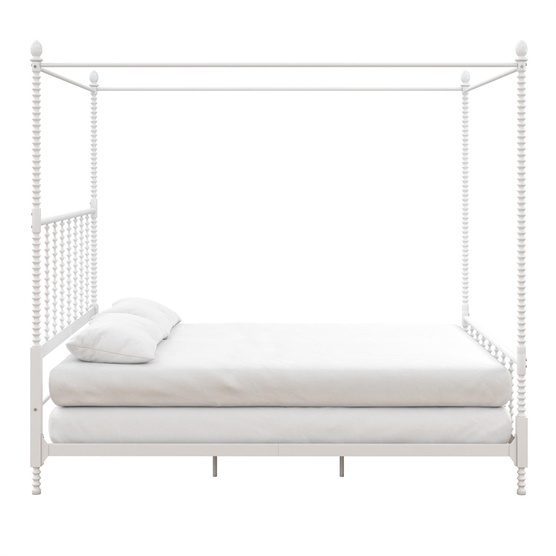 Dhp Emerson Metal Canopy Bed In Queen Size Frame In White De36133