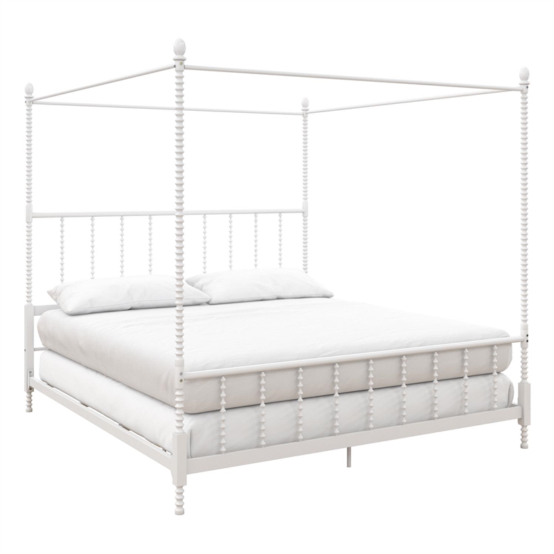 DHP Emerson Metal Canopy Bed in King Size Frame in White
