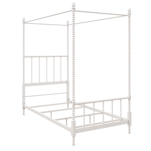 dhp emerson metal canopy bed in twin size frame in white