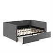 DHP Mya Upholstered Daybed with Storage in Full in Gray Linen