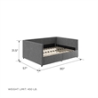 DHP Mya Upholstered Daybed with Storage in Full in Gray Linen