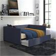 DHP Mya Upholstered Daybed with Storage in Full in Blue Linen