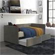 DHP Mya Upholstered Daybed with Storage in Twin in Gray Velvet
