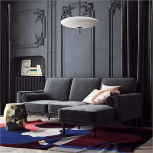 dhp elinda small space sectional futon in gray velvet