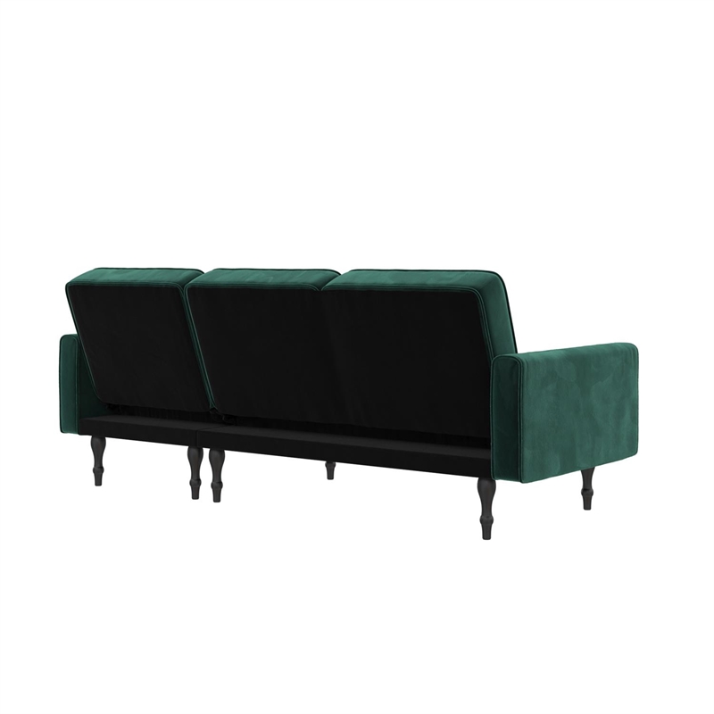 DHP Elinda Small Space Velvet Sectional Futon in Green Cymax Business