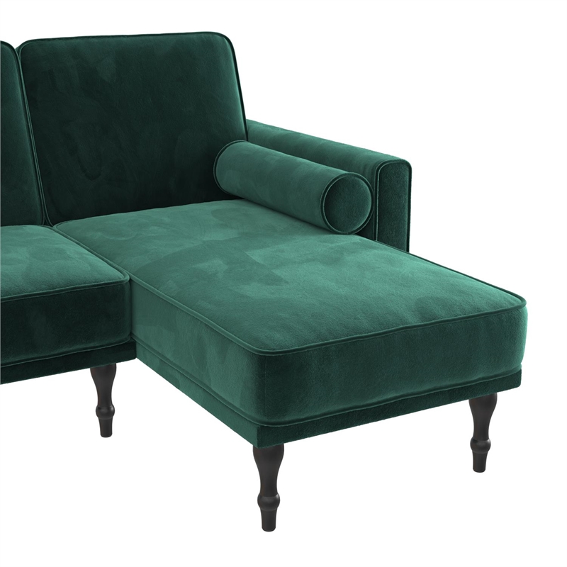 DHP Elinda Small Space Velvet Sectional Futon in Green Cymax Business