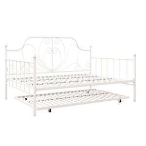 dhp lucy metal daybed and trundle in  full over twin in white