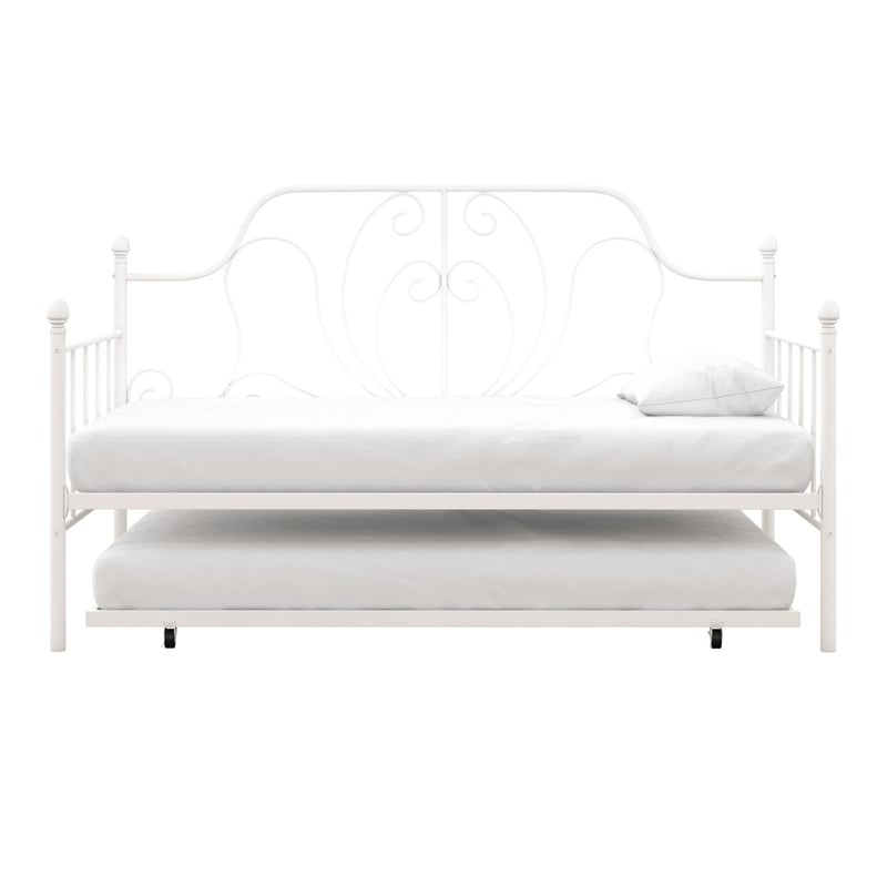 DHP Lucy Metal Daybed and Trundle in Twin over Twin in White