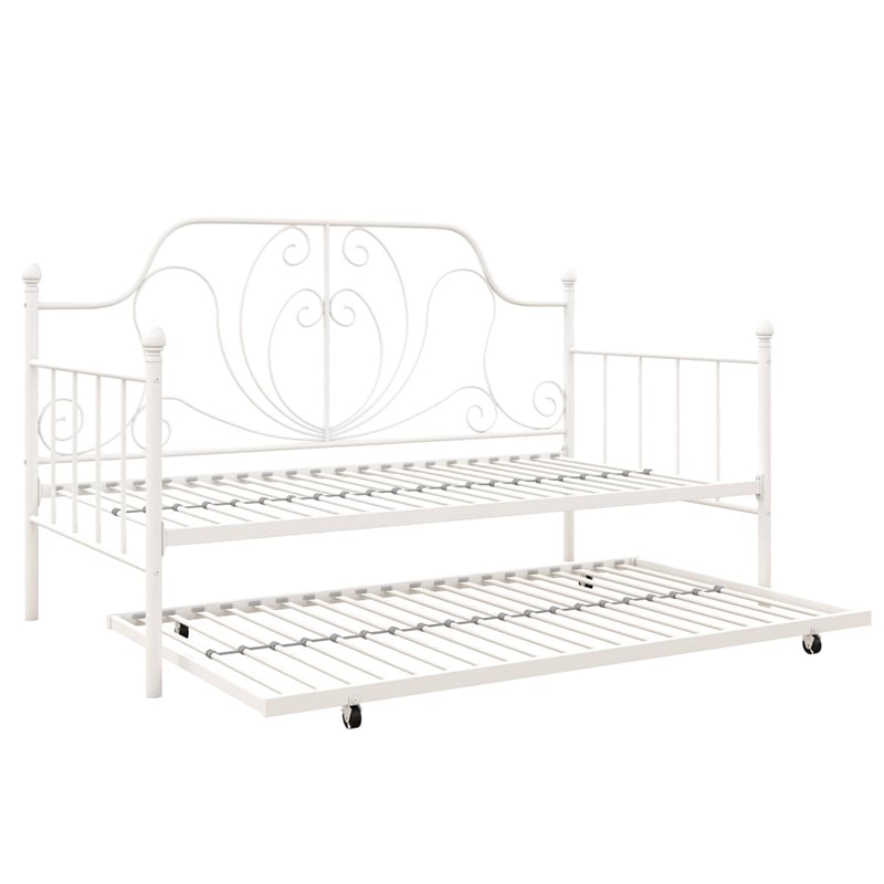 DHP Lucy Metal Daybed and Trundle in Twin over Twin in White