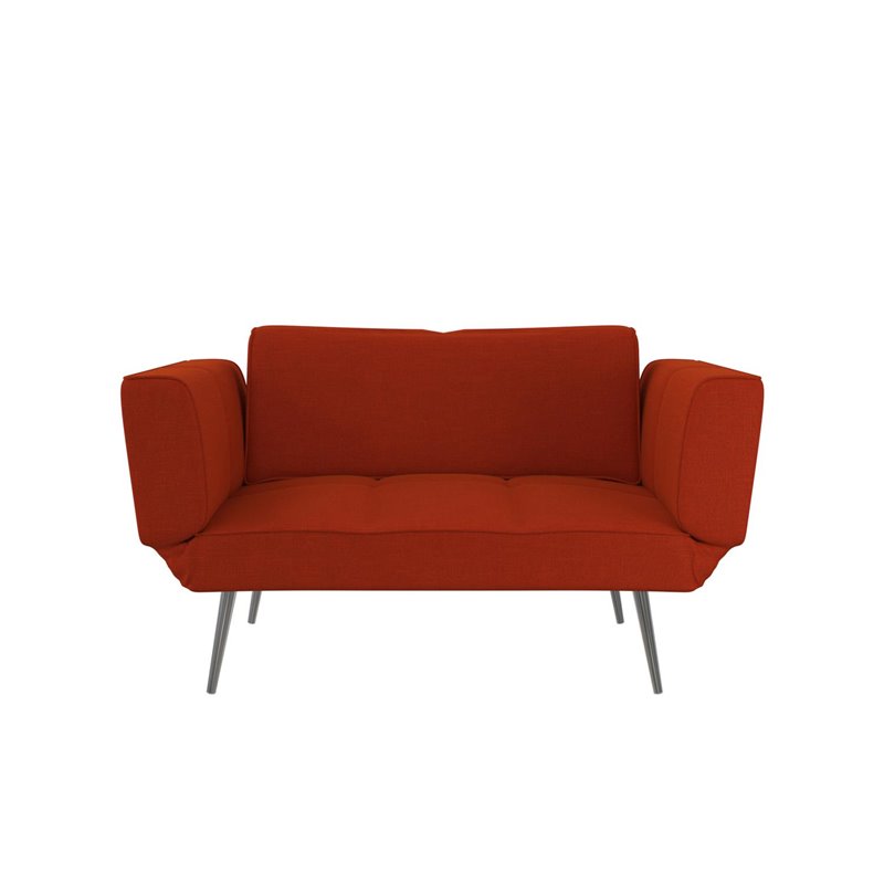 DHP Euro Upholstered Futon with Magazine Storage in Burnt Orange