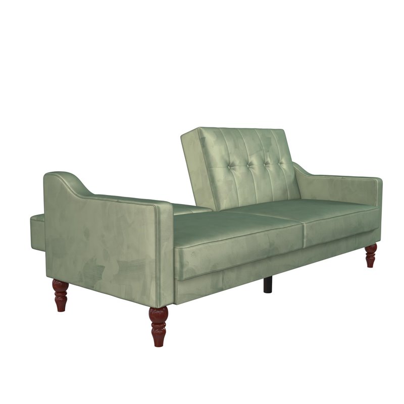 Novogratz Beatrice Coil Futon in Convertible Sofa Bed Couch in Light Teal 2373679N