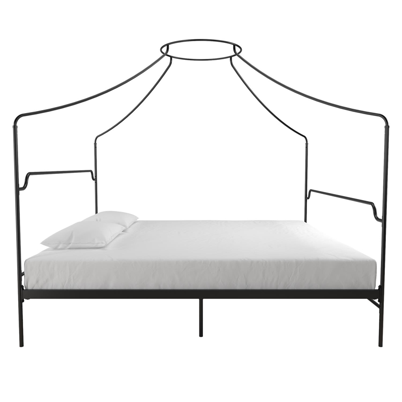 Novogratz Camilla Metal Canopy Bed in King Size Frame in Black 4460049N