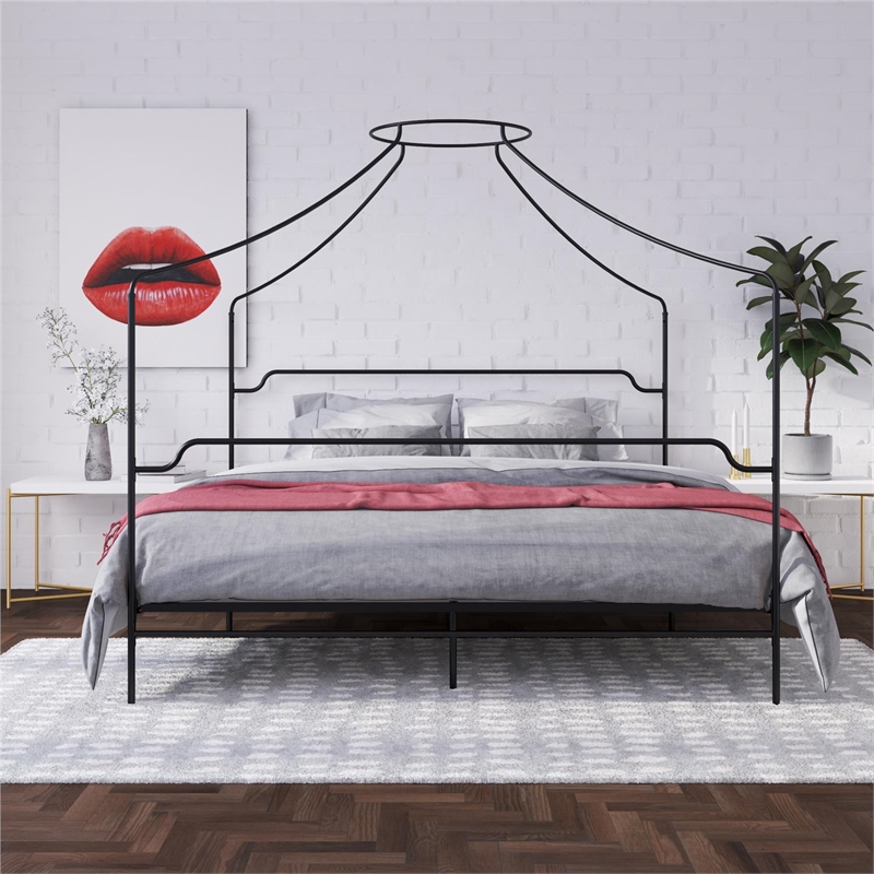 metal canopy bed frame king