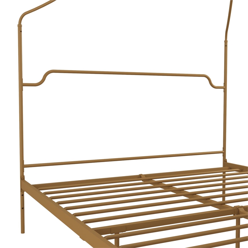 Novogratz Camilla Metal Canopy Bed in Queen Size Frame in Gold Cymax