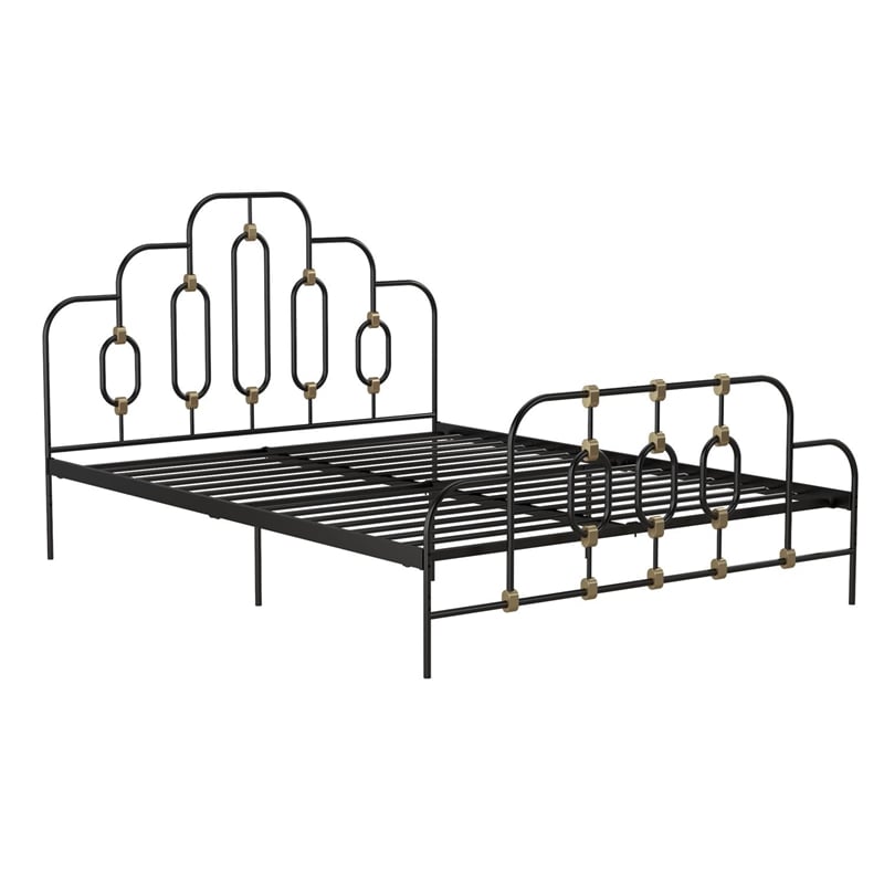 Novogratz Boutique Olivia Metal Bed in Queen Size Frame in Black and