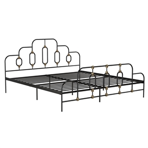 novogratz boutique olivia metal bed in king size frame in black and gold