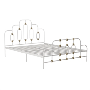 novogratz boutique olivia metal bed in full size frame in white and gold