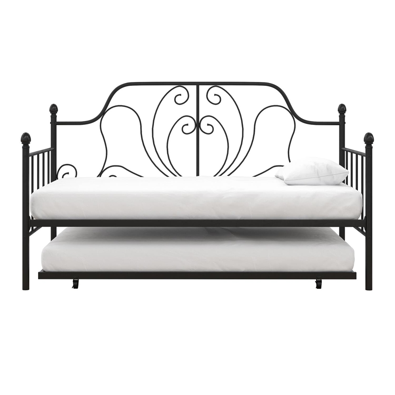 DHP Lucy Metal Daybed and Trundle in Twin over Twin in Black