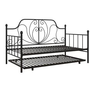 dhp lucy metal daybed and trundle in twin over twin in black