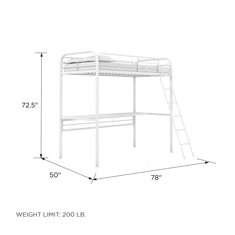 Dhp Metal Loft Bed With Desk In Twin, Ikea Loft Bed With Desk Weight Limit