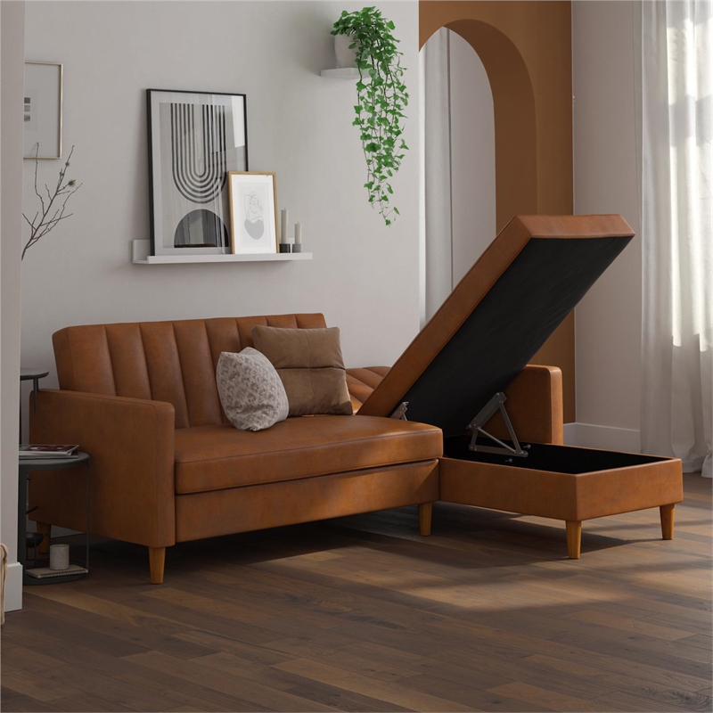 Dhp Nelly Futon Sectional With Storage In Camel Faux Leather De20257 - Kingway Sectional Sofa Bed With Storage Convertible Chaise Sofabed Grey Dhp Nelly Futon Sectional With Storage In Camel Faux Leather De20257 - Kingway Sectional Sofa Bed With Storage Convertible Chaise Sofabed Grey