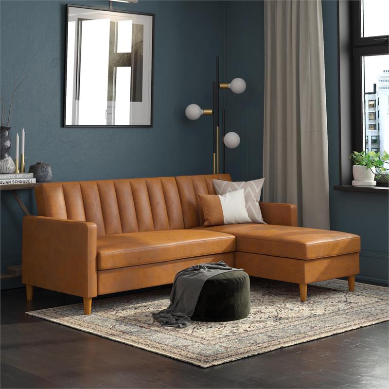 Dhp Nelly Futon Sectional With Storage In Camel Faux Leather De20257 - Kingway Sectional Sofa Bed With Storage Convertible Chaise Sofabed Grey Dhp Nelly Futon Sectional With Storage In Camel Faux Leather De20257 - Kingway Sectional Sofa Bed With Storage Convertible Chaise Sofabed Grey