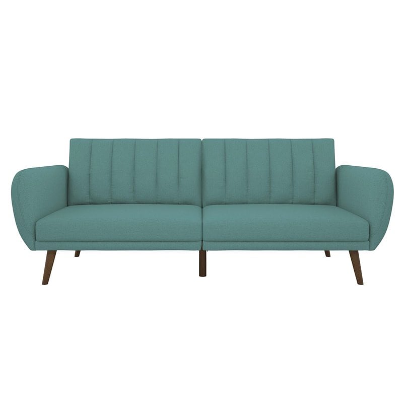 Novogratz Brittany Modern Fabric Linen Futon- Light Blue Finish