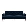 Novogratz Upholstered Cassidy Futon- Convertible Sofa Bed- Blue Velvet