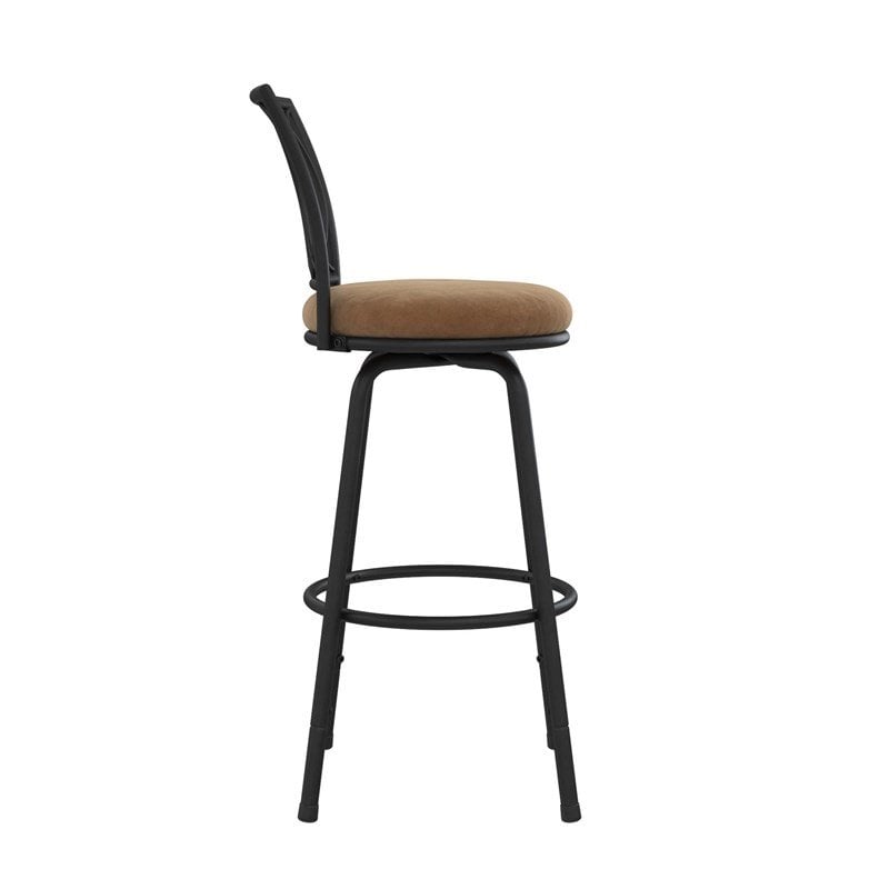 DHP Alfie Upholstered Seat Swivel Barstools (Set of 3) Tan Microfiber