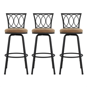 DHP Alfie Upholstered Seat Swivel Barstools (Set of 3) Tan Microfiber