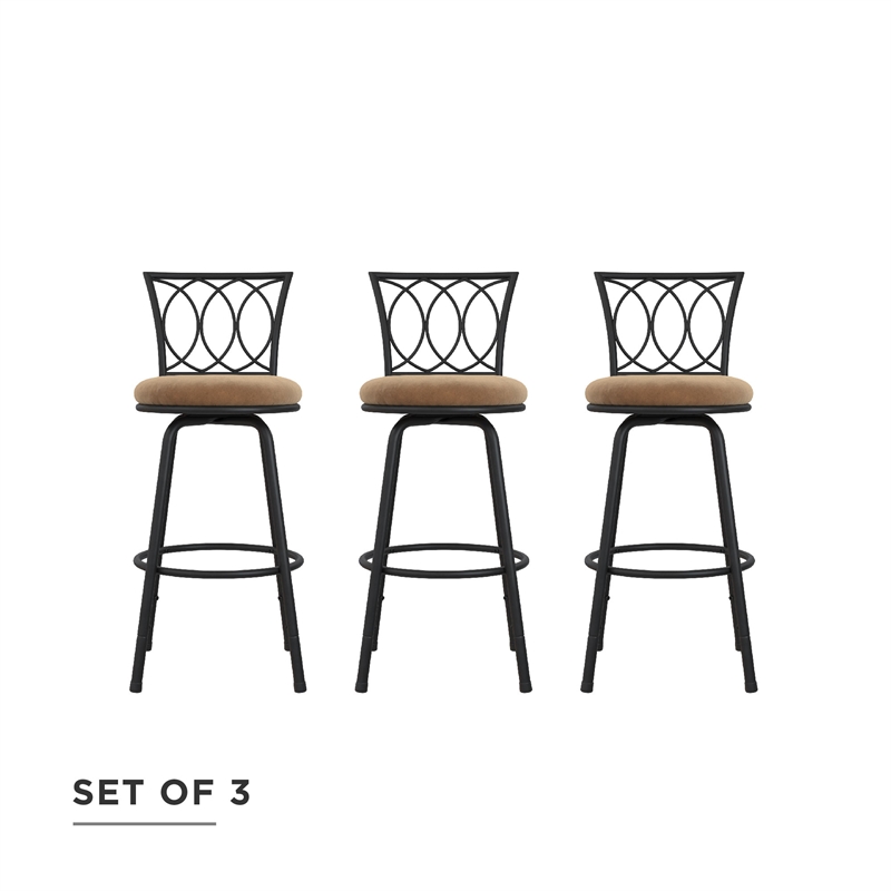 DHP Alfie Upholstered Seat Swivel Barstools (Set of 3) Tan Microfiber