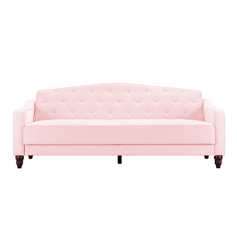 Novogratz Vintage Tufted Sofa Sleeper II Pink Velvet